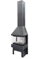 печь-камин панорама три стекла графит экокамин