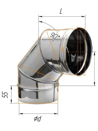 колено феррум угол 90° нержавеющее (430/0,8мм) ф150 с ревизией черный #