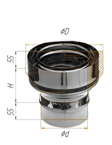 переход феррум на сэндвич нержавеющий, (430/0,8мм), ф150/250, по воде #